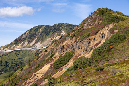 Wonderful spectacular view of Shibu pass Shiga Kogen in Japan.の写真素材