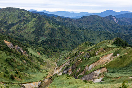 Wonderful spectacular view of Shibu pass Shiga Kogen in Japan.の写真素材