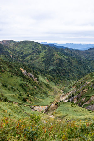 Wonderful spectacular view of Shibu pass Shiga Kogen in Japan.の写真素材