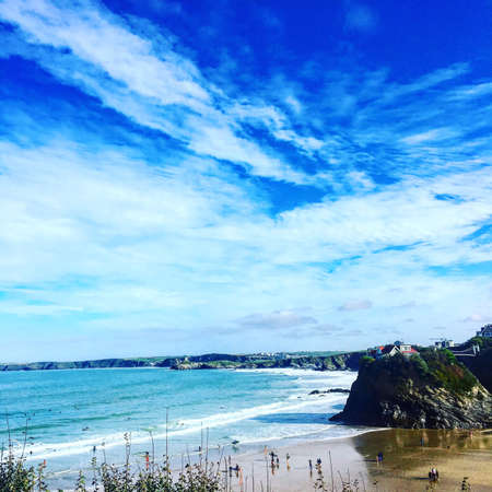Shot of the beach in Newquayの素材