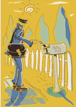 The vector illustration - Postman delivers mailのイラスト素材