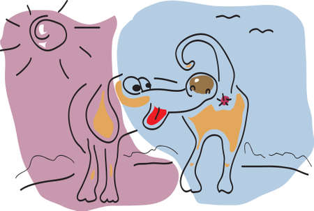 The vector illustration - happy dogのイラスト素材