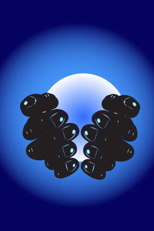 The illustration - moon in the hands ofのイラスト素材