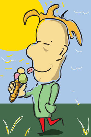 The vector illustration - man with ice creamのイラスト素材