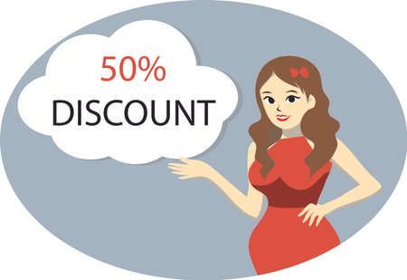 Pretty woman offer a discountのイラスト素材