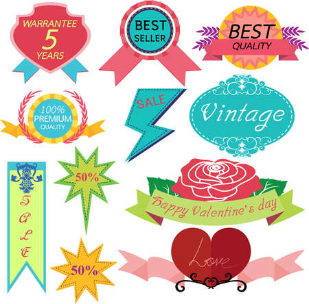 Set of badges, label and ribbons.のイラスト素材