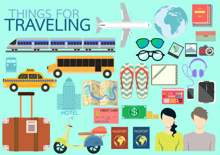 Things for traveling for holidays.のイラスト素材