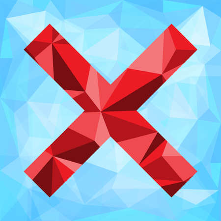 Low polygonal X letter logoicon design.