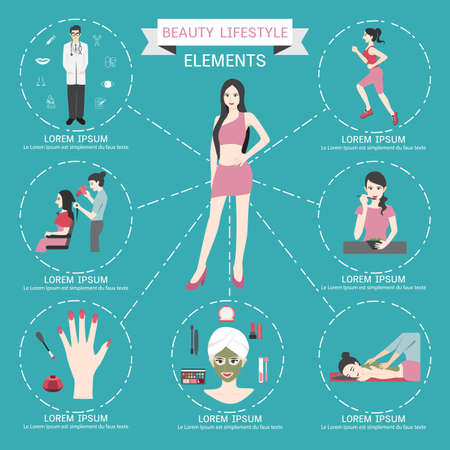 Beauty lifestyle elements info graphics.のイラスト素材
