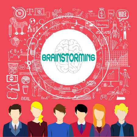 Brainstorming concept. Business doodle background.のイラスト素材
