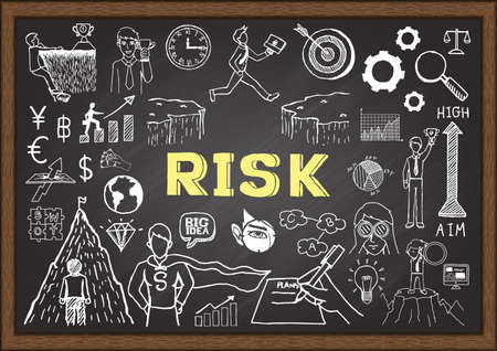 Business doodles on chalkboard with the concept of risk.のイラスト素材