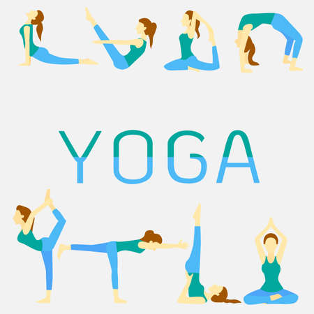 Woman yoga poses.のイラスト素材