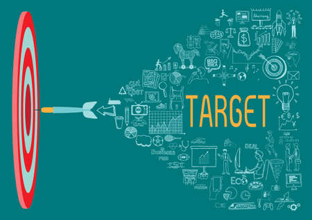 Target concept with business doodles.のイラスト素材