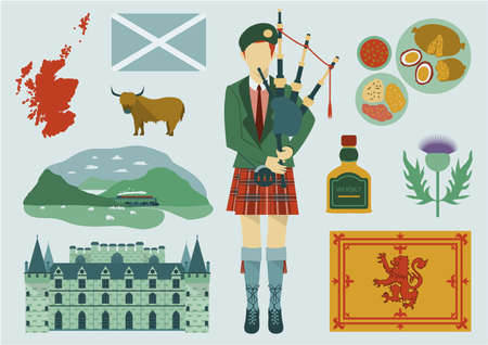 All about Scotland elements.のイラスト素材