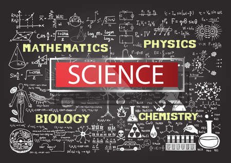 Hand drawn science on chalkboard.のイラスト素材