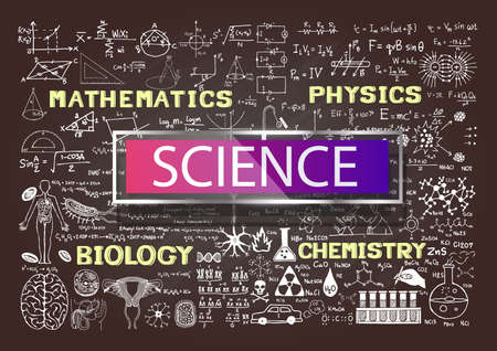 Hand drawn science on chalkboard.のイラスト素材