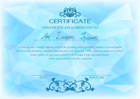 Low polygonal certificate design template.のイラスト素材