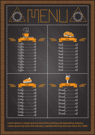 Coffee, drink,food, menu on chalkboard design template.のイラスト素材