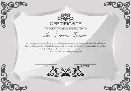 Certificate on glass trophy with old wooden background design template.のイラスト素材