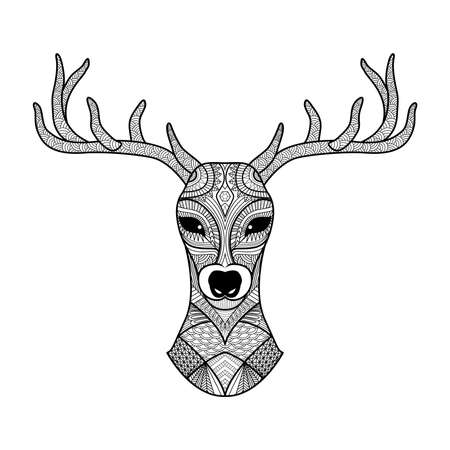 Detailed zentangle deer for coloring page, tattoo, shirt design, logo and so onのイラスト素材