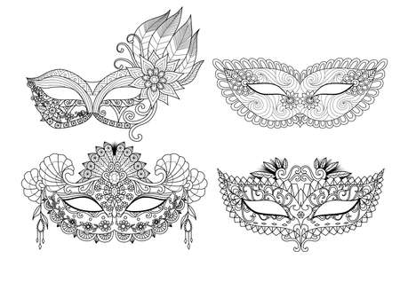 Carnival mask designs for coloring book for adultのイラスト素材