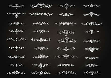 Hand drawn 36 text dividers on chalkboard for design element for cards or invitationsのイラスト素材