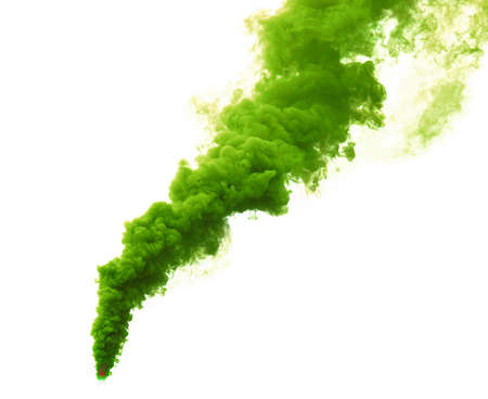 Green color smoke isolated on white background. Stock imageの写真素材