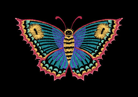 Vintage butterfly, decorative element for embroidery, patches and stickersのイラスト素材