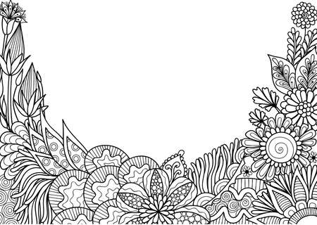 Hand drawn style floral with copy space for backdrop,wallpaper,printed card and so on. Vector illustrationのイラスト素材