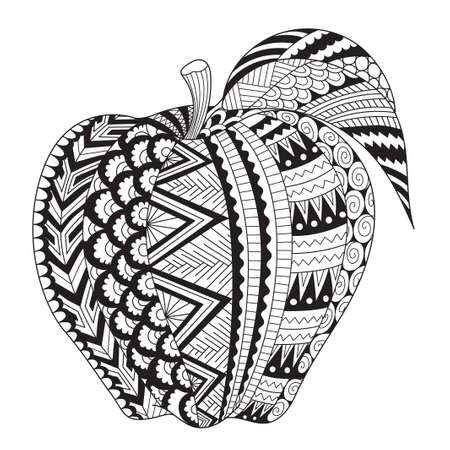 Abstract line art of apple for adult coloring book, coloring page, engraving, tattoo, t shirt design and so on. Vector illustrationのイラスト素材