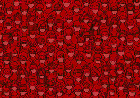 Confirm cases of covid-19 wearing mask with red tone for background. Coronavirus concept
