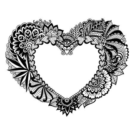 Abstract heart for coloring book, engraving, print on stuffs, decorationsのイラスト素材