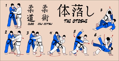 Jiu Jitsu and judo techniqueのイラスト素材