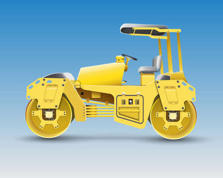 Road roller for construction areaのイラスト素材