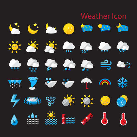 Flat style weather icon  vector set for web design, mobile, internet ,application,  artwork, etc.のイラスト素材