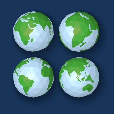 Polygonal Vector illustration of world planet  in origami styleのイラスト素材