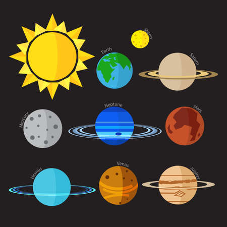 Flat style Solar system vector icon
