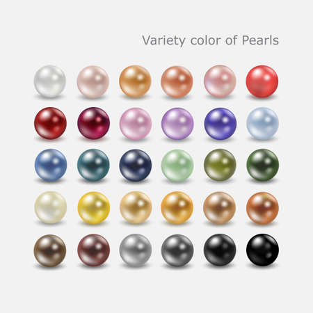 Variety color of spherical pearls for your decorationのイラスト素材