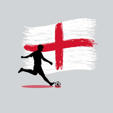 Soccer Player action with England flag on background のイラスト素材