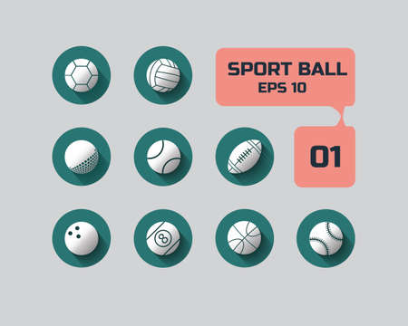 Sport ball flat icon for web and mobile set01のイラスト素材