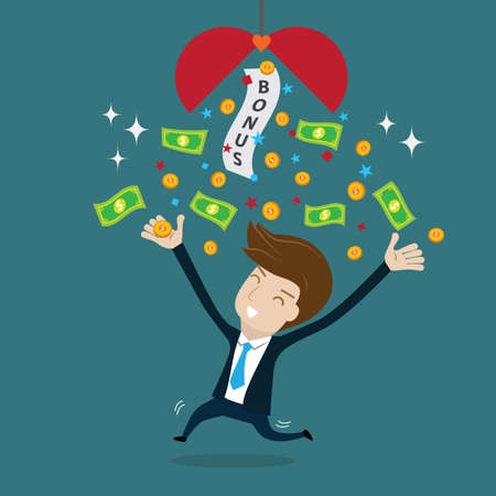 Businessman happy with bonus.vector illustration for success concept.のイラスト素材