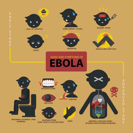 Flat style vector of Ebola signs and symptoms.のイラスト素材