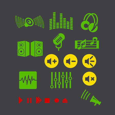 multimedia player vector icon set for web design , internet and mobileのイラスト素材
