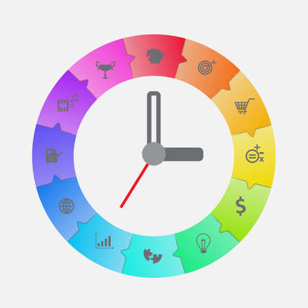 Infographic clock design vector for time management concept.のイラスト素材
