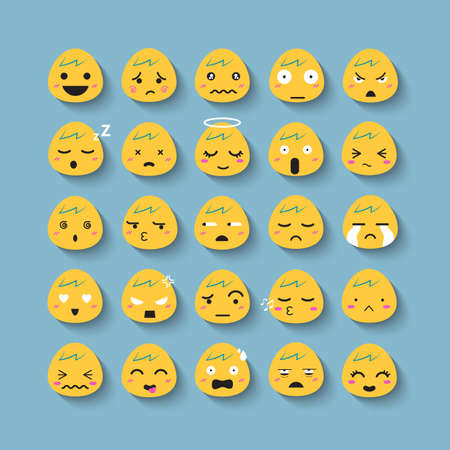 Emotion cartoon face vector icon set.のイラスト素材