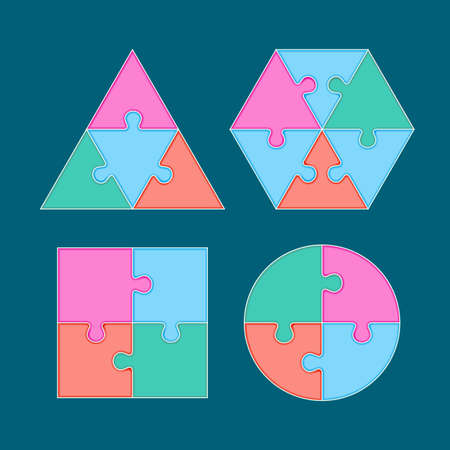 Jigsaw arrange to geometry shape. Vector template for web design, diagram or print mediaのイラスト素材