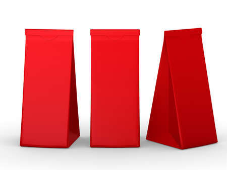 Red folded paper bag , packaging for food snack or ingredient.の写真素材