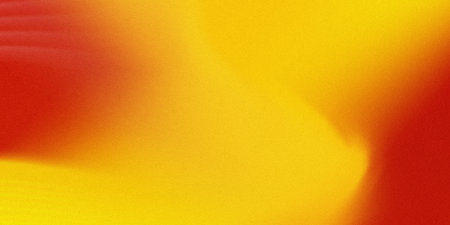 A smooth gradient transitioning from deep red on the left to bright yellow on the right, overlaid with a fine, subtle grain texture for a retro feel.の素材