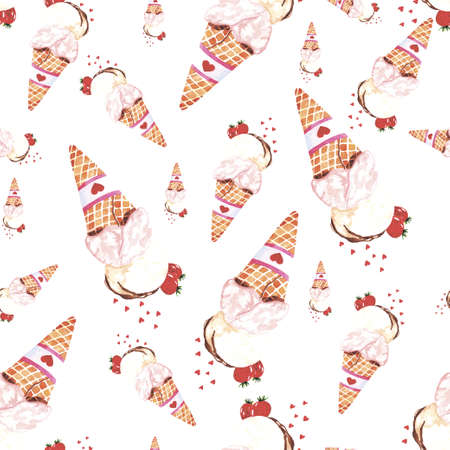 Illustration of ice cream with berriesの写真素材