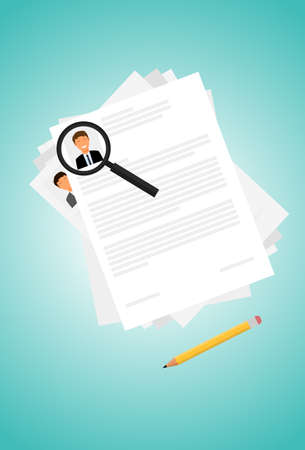 choose new employee in recruitment process and searching cv or documentのイラスト素材
